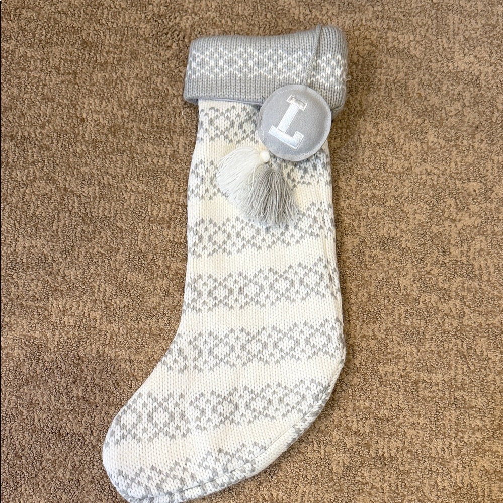 Wondershop Gray and Cream Knit Stocking